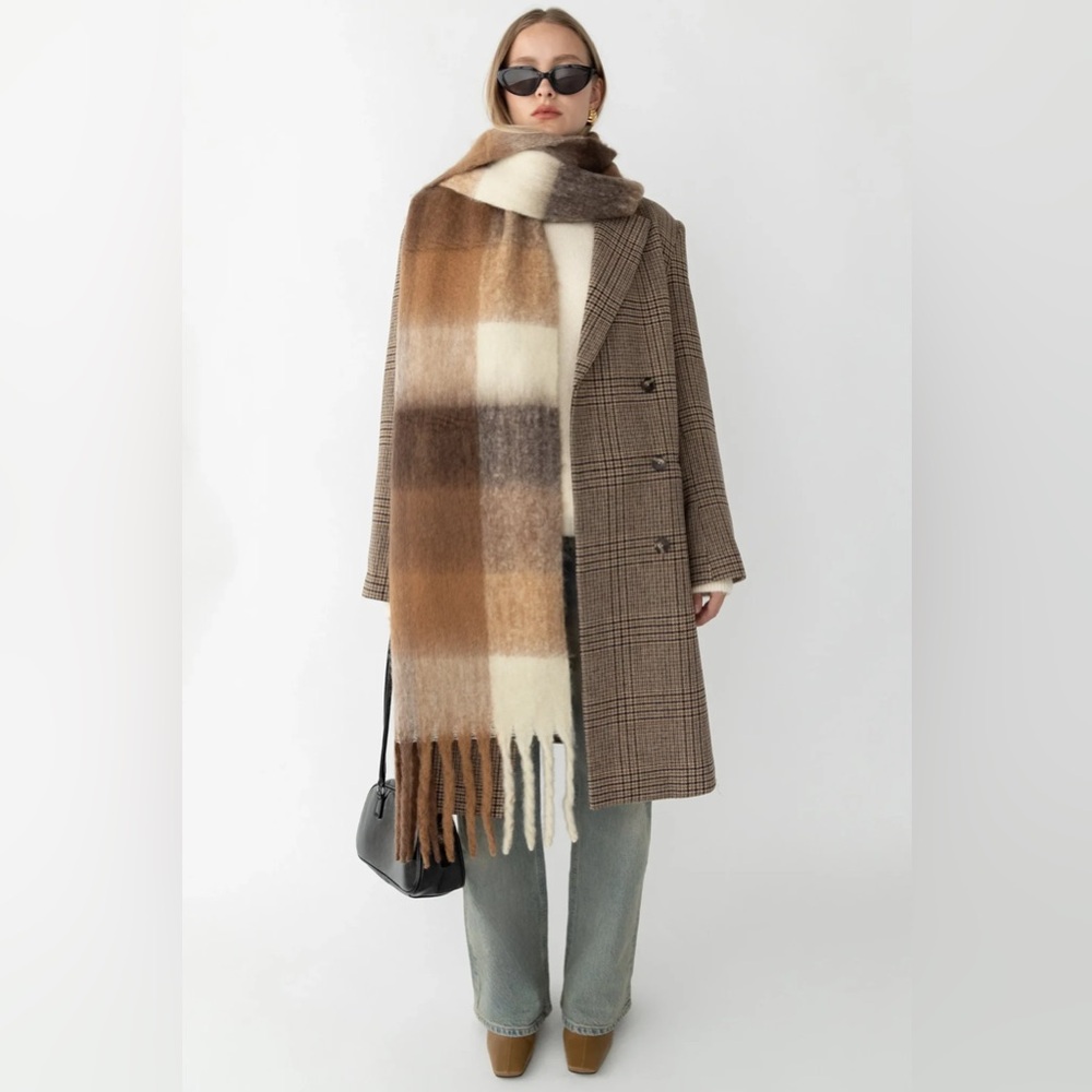 OAK + FORT PLAID WOOL BLEND DOUBLE-BREASTED COAT NWOT - Picture 4 of 8